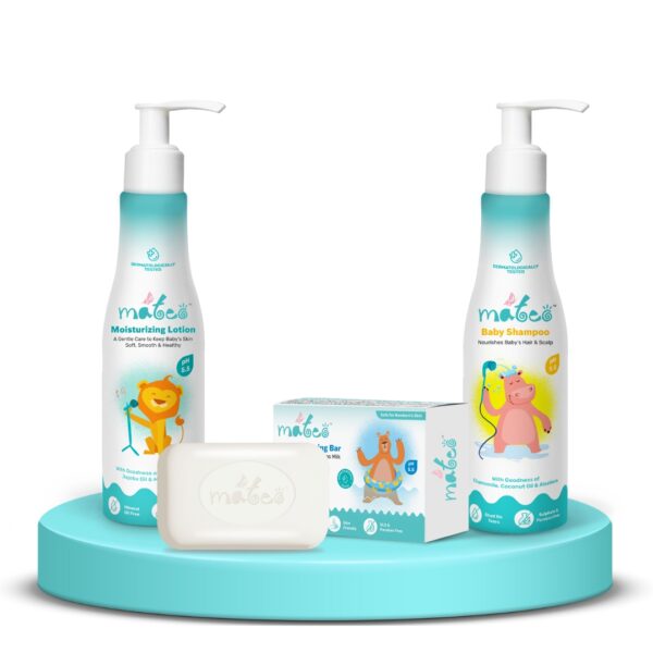 Mateo Baby Care Collection – Mateo Baby Moisturizing Lotion(200ml), Baby Cleansing Bar(75gm), Baby Shampoo(200ml)